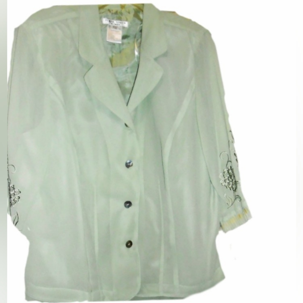 Woman's 2pc Sage Green Blouse/Jacket & Skirt Set